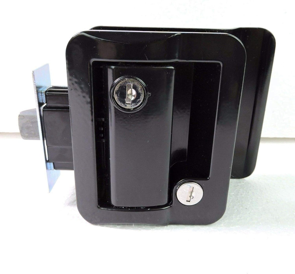 Black Paddle Entry Door Lock Handle Deadbolt with 2 Keys, Pack of 2 U247
