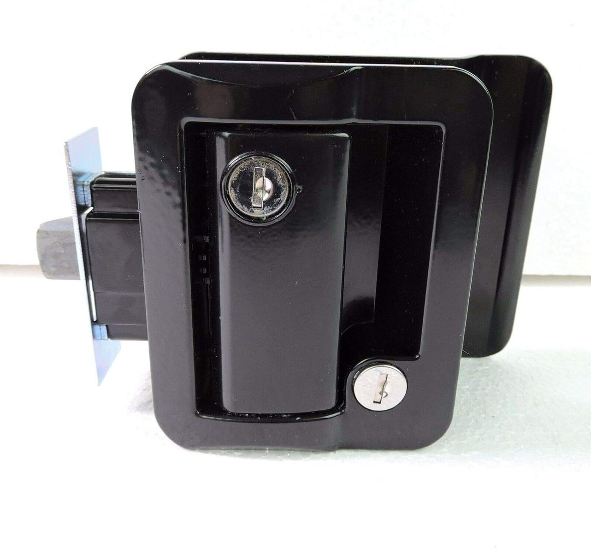 Black Paddle Entry Door Lock Handle Deadbolt with 2 Keys, Pack of 2 U247