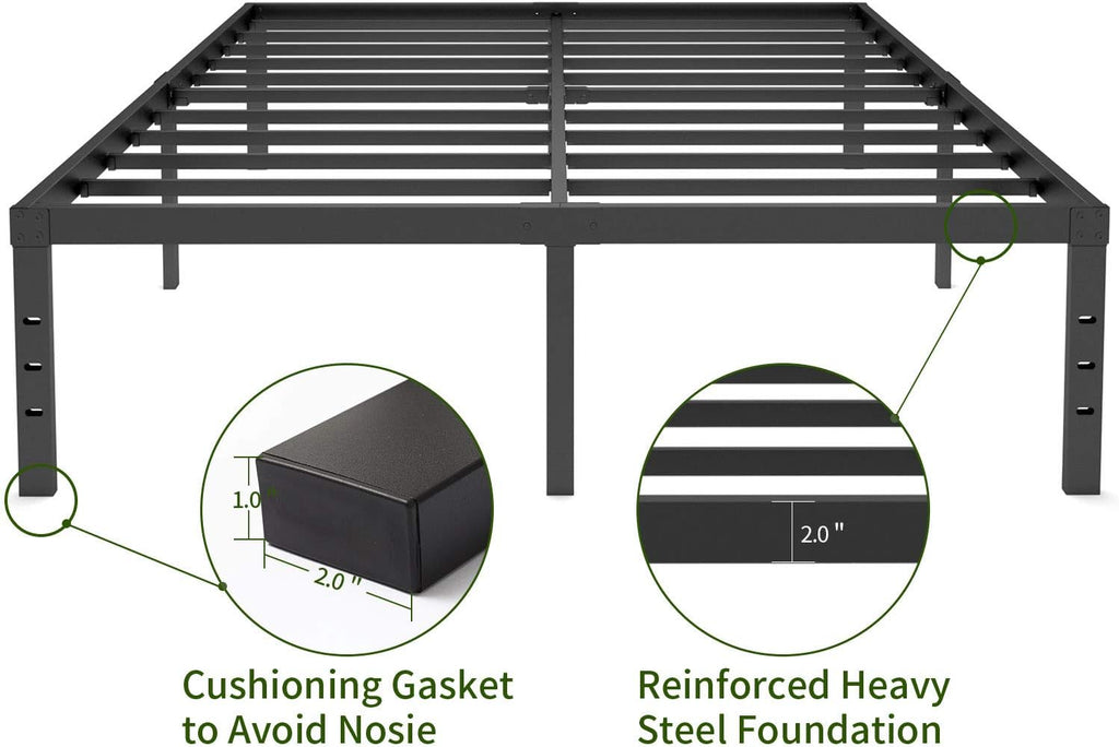 18 Inch Metal Platform Bed Frame with Steel Slats F305