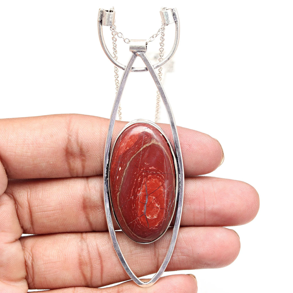 925 Silver Jasper Gemstone Necklace 20 in G4790