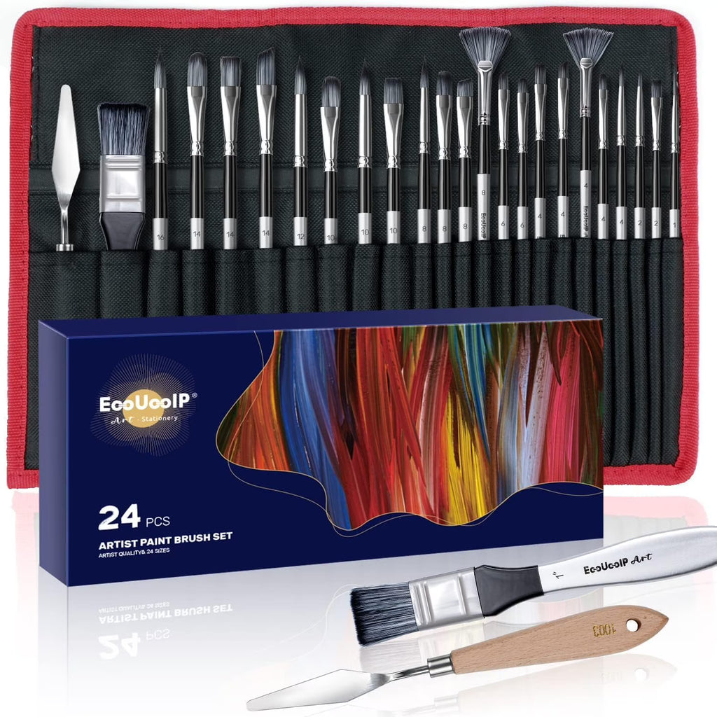 24 Pack Paint Brushes with Carrying Bag H24984