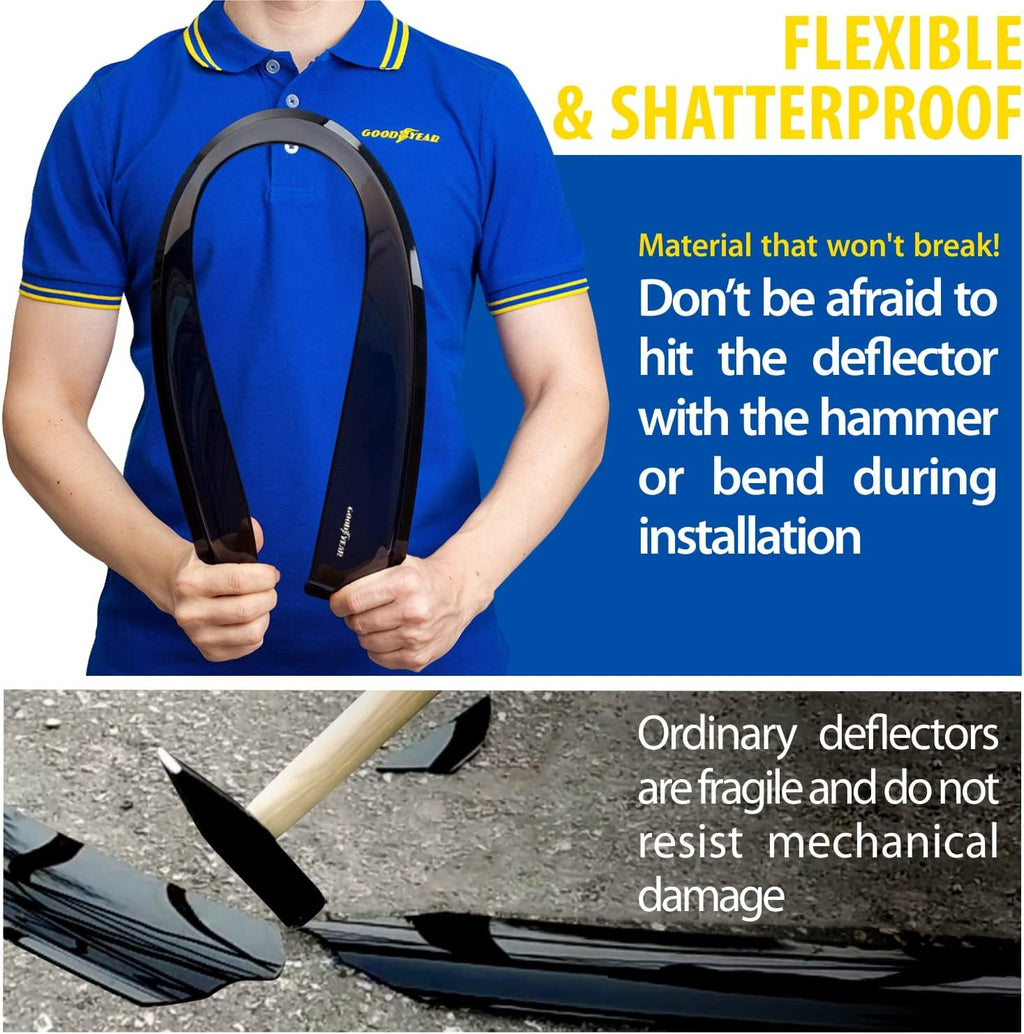 Shatterproof Tape-on Window Deflectors 4 pcs Q16393