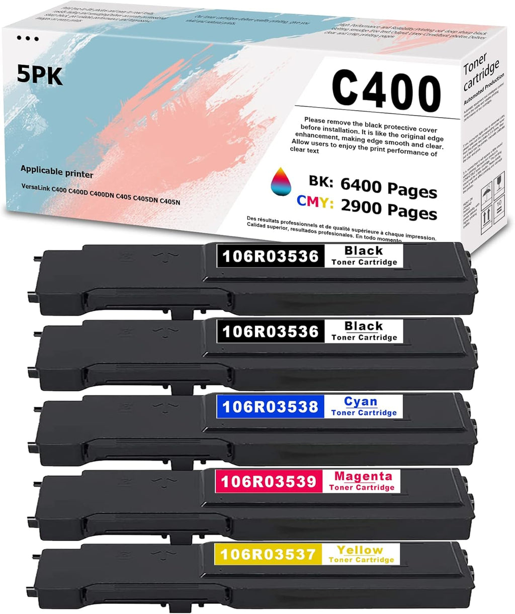 5 PK Toner Cartridge for Xerox C400 C405 Printer B64238