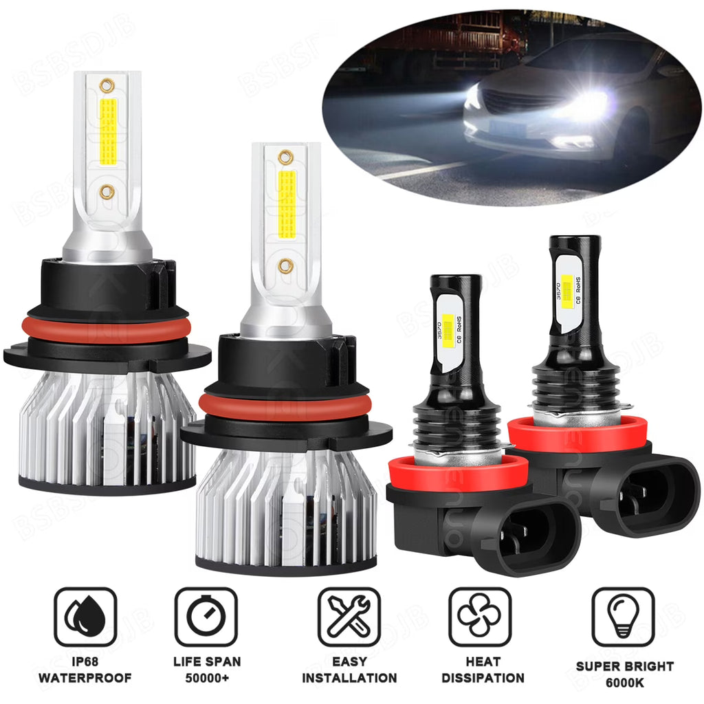 4x LED Headlight Hi/Lo Beam + Fog Light Bulbs T31713