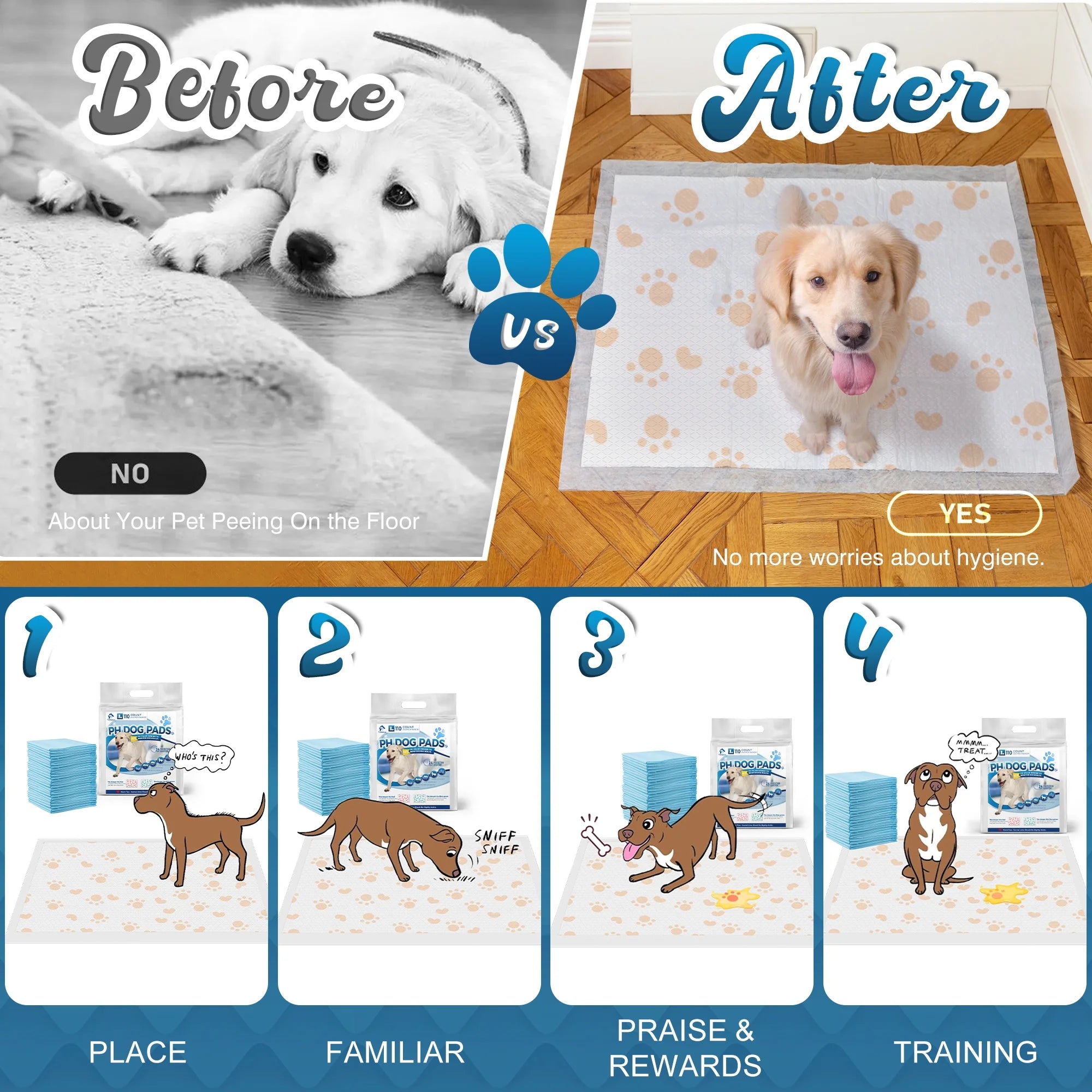 110 Count Disposable Dog Training Pads Y1571