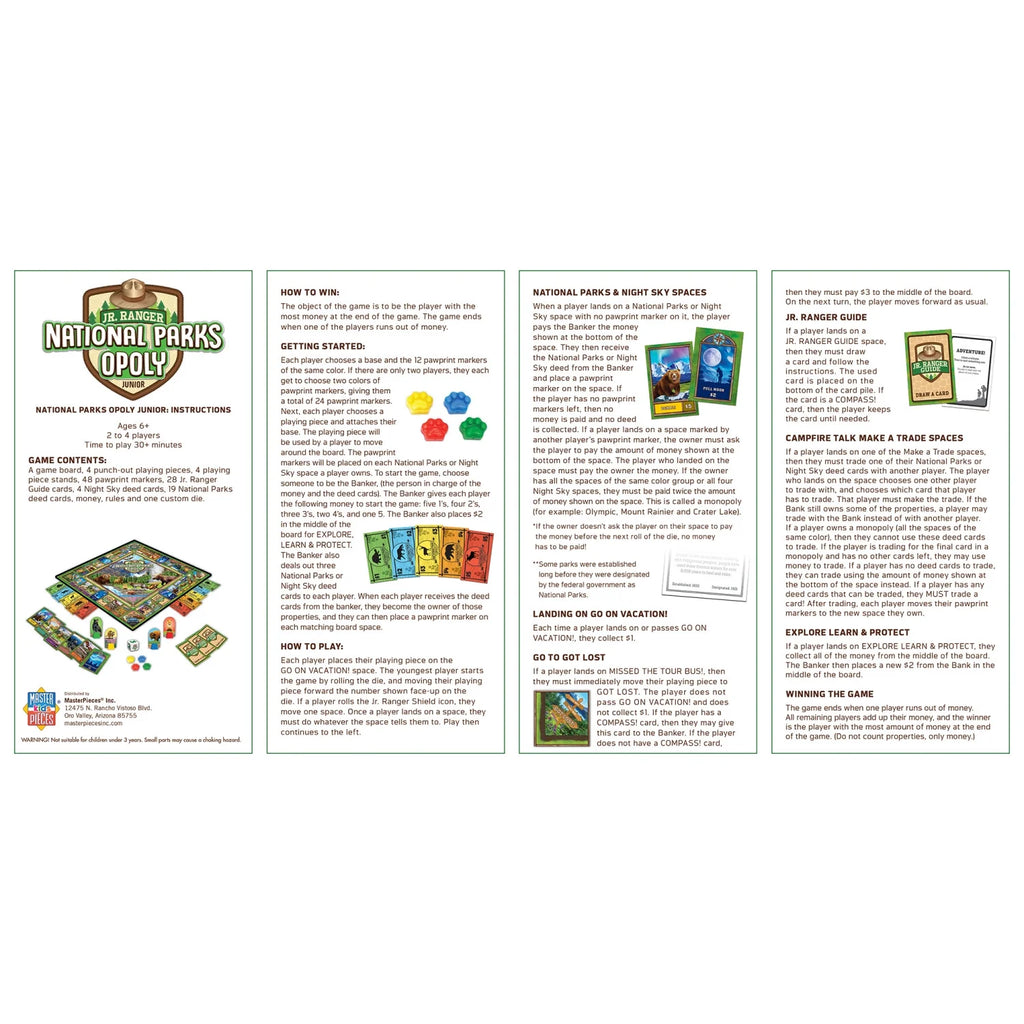 Junior Ranger National Parks Opoly Jr. Board Game J368074