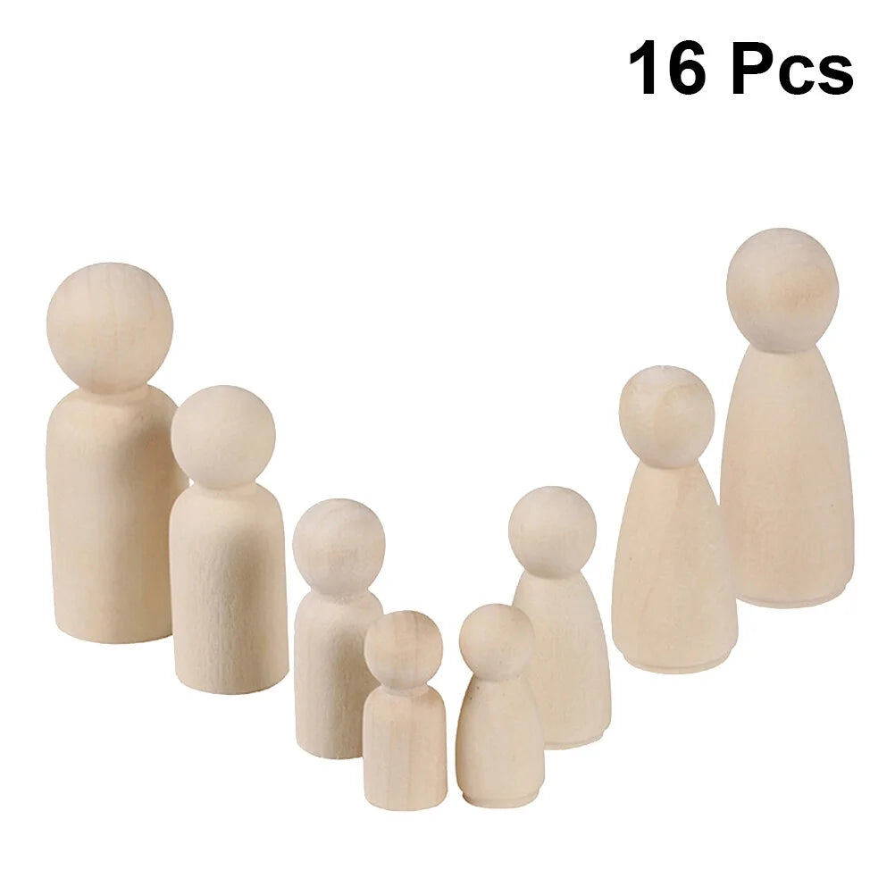 Unfinished Wooden Peg Dolls for DIY Painting M73529