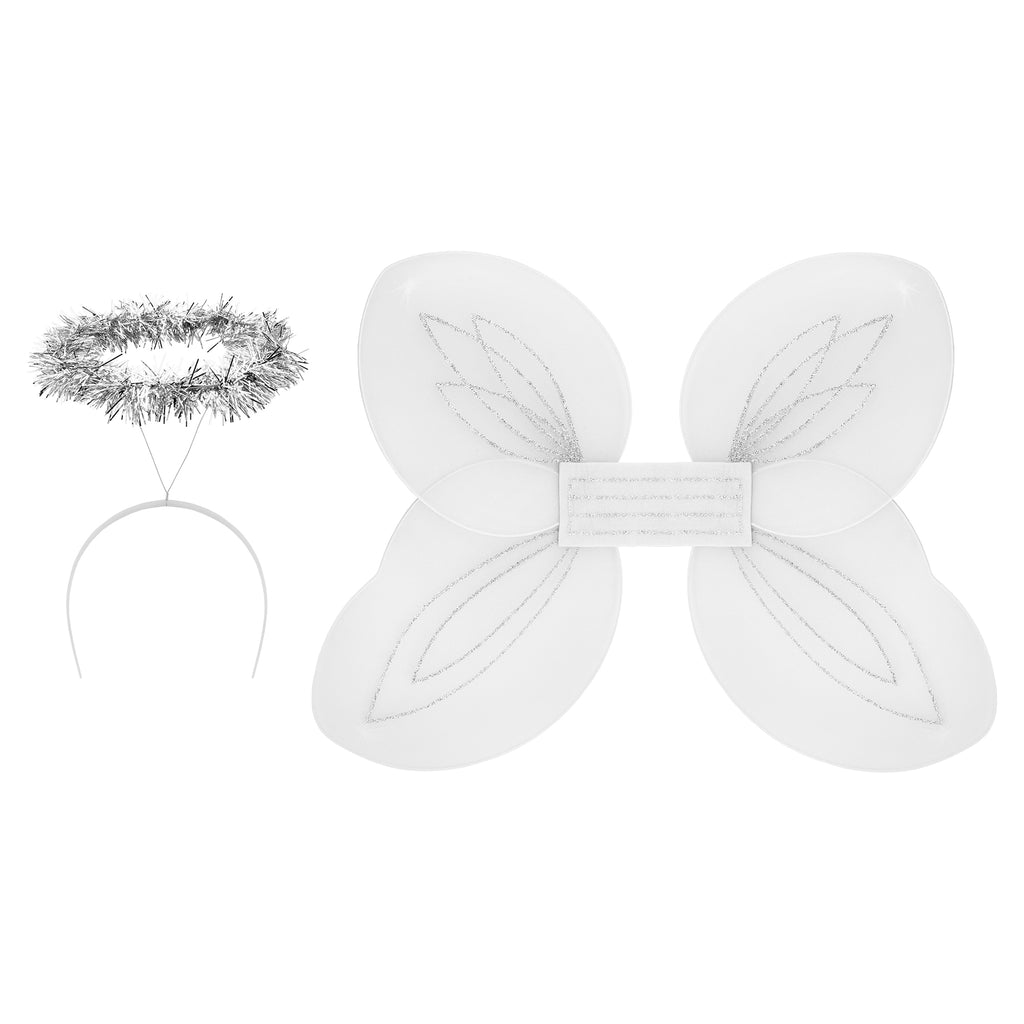 White and Silver Angel Wings and Halos Costume Set I2308
