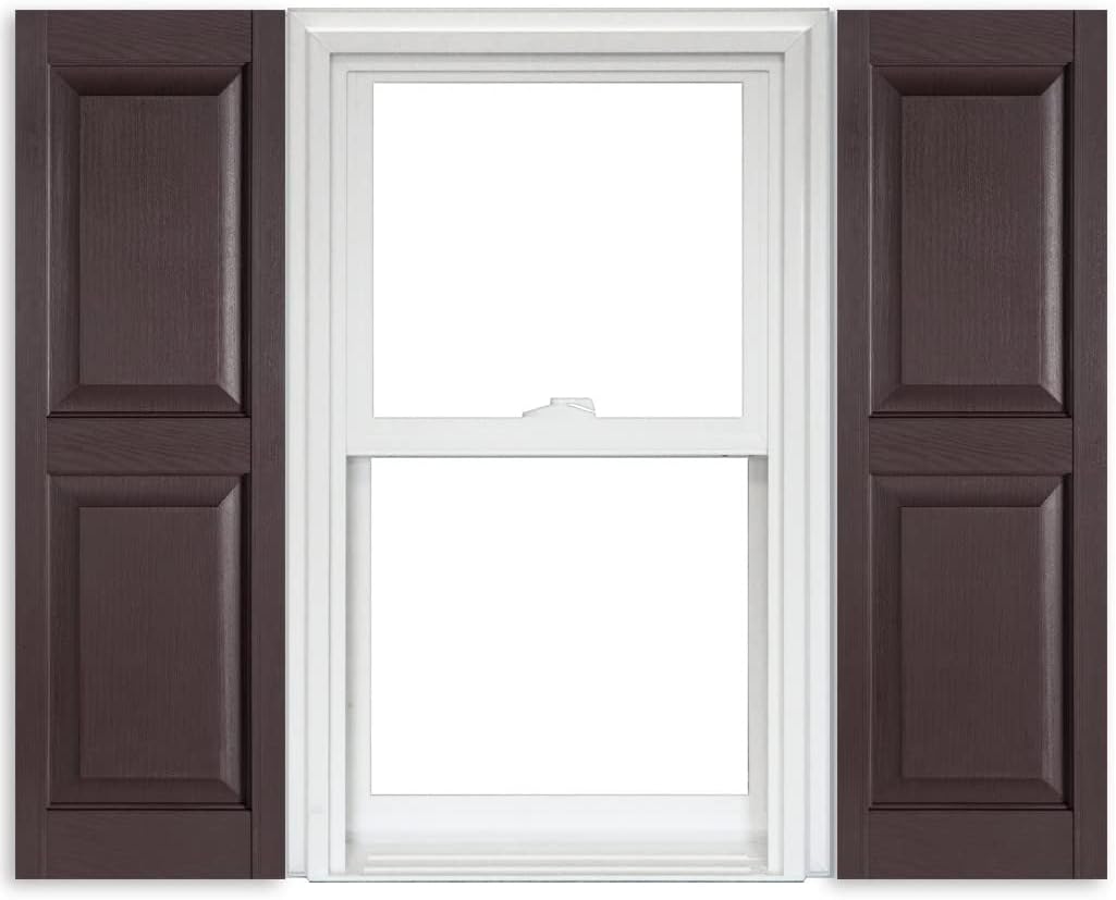 White Vinyl Raised Panel Shutters 15 Inch x 51 Inch Pack of 2 J982