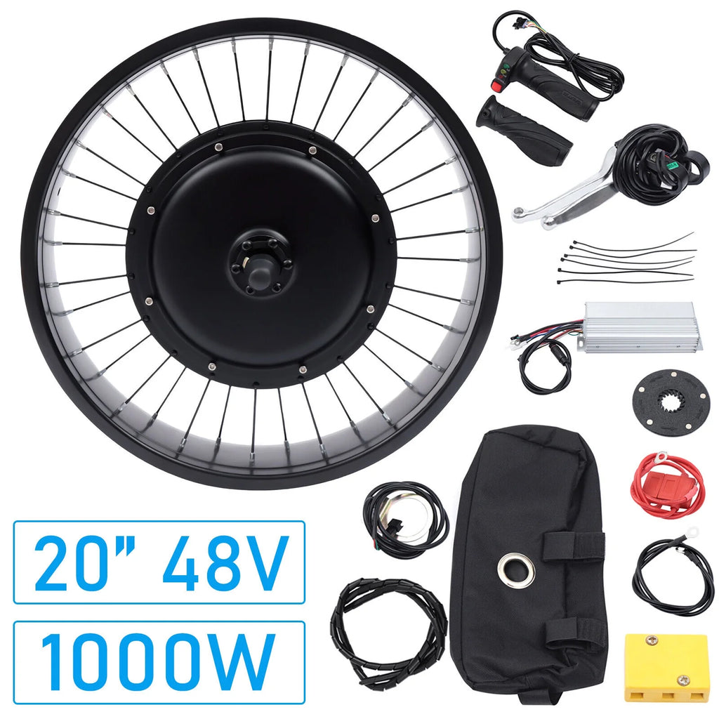 20" Electric Bicycle Front Wheel Conversion Kit Fat Tire 1000W 48V K435
