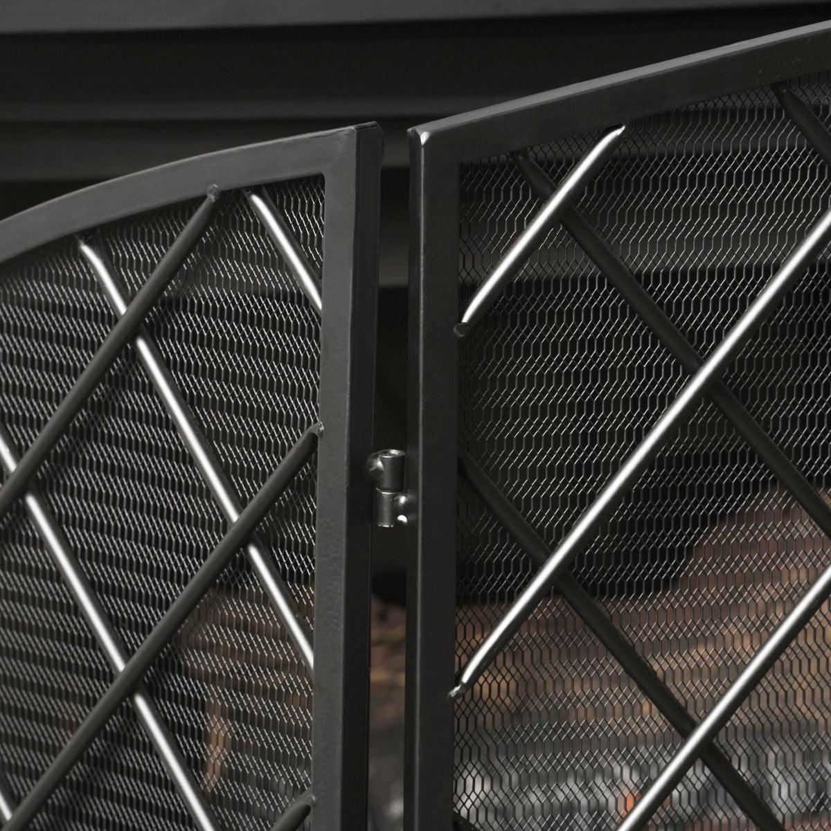 Black Contemporary Three Panel Fireplace Screen X852