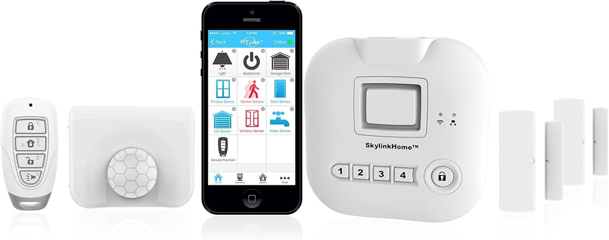 Wireless Home Alarm Kit 9-Piece with Hub, Door Window Sensors, Motion Sensor, Keypad and Keyfob R5163