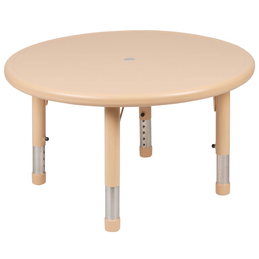 33x22 Round Natural Plastic Height Adjustable Activity Table M21627