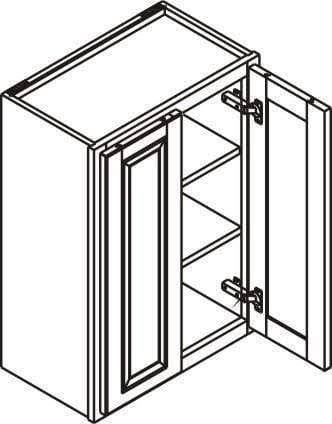 Vintage White Inset Raised Panel Wall Cabinet Double Door 24 V4374