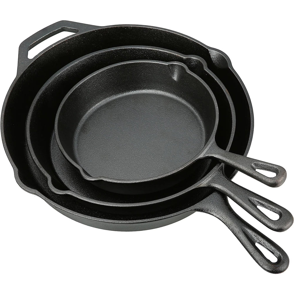 3 Piece Cast Iron Skillet Set, Pre-seasoned P607