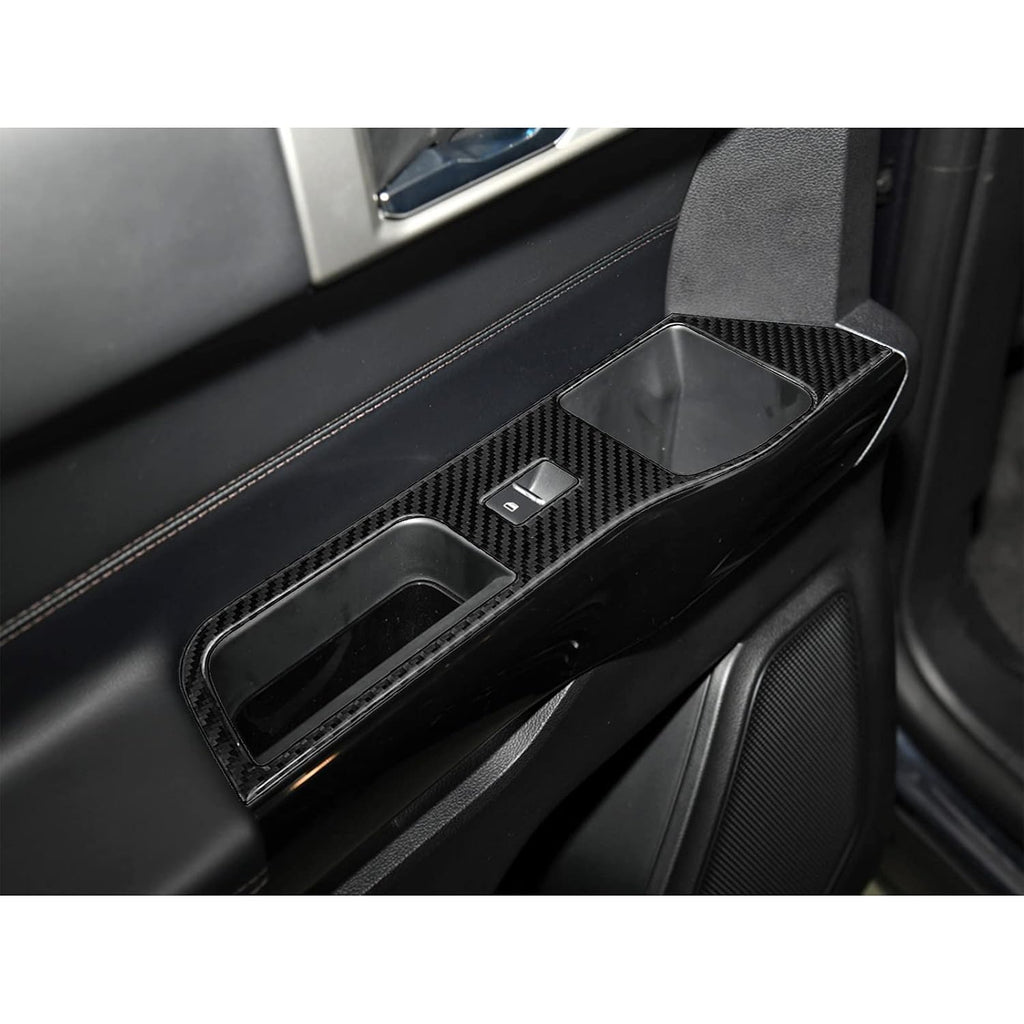 Carbon Fiber Window Lift Switch Panel Cover Trim Decal Stickers (Black) Pack of 2 V978