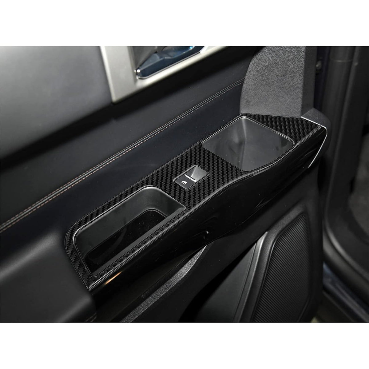 Carbon Fiber Window Lift Switch Panel Cover Trim Decal Stickers (Black) Pack of 2 V978