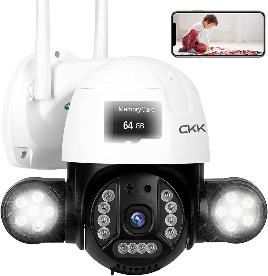 5MP Wireless PTZ Security Camera Outdoor with 64GB SD Card F196733