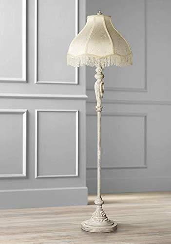 Antique White Cream Scallop Fabric Dome Shade Floor Lamp U818325