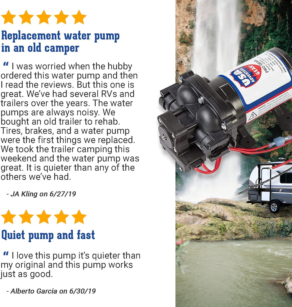 RV Replacement Water Pump, 3.3 GPM, 12 Volt DC, Self-Priming E22137