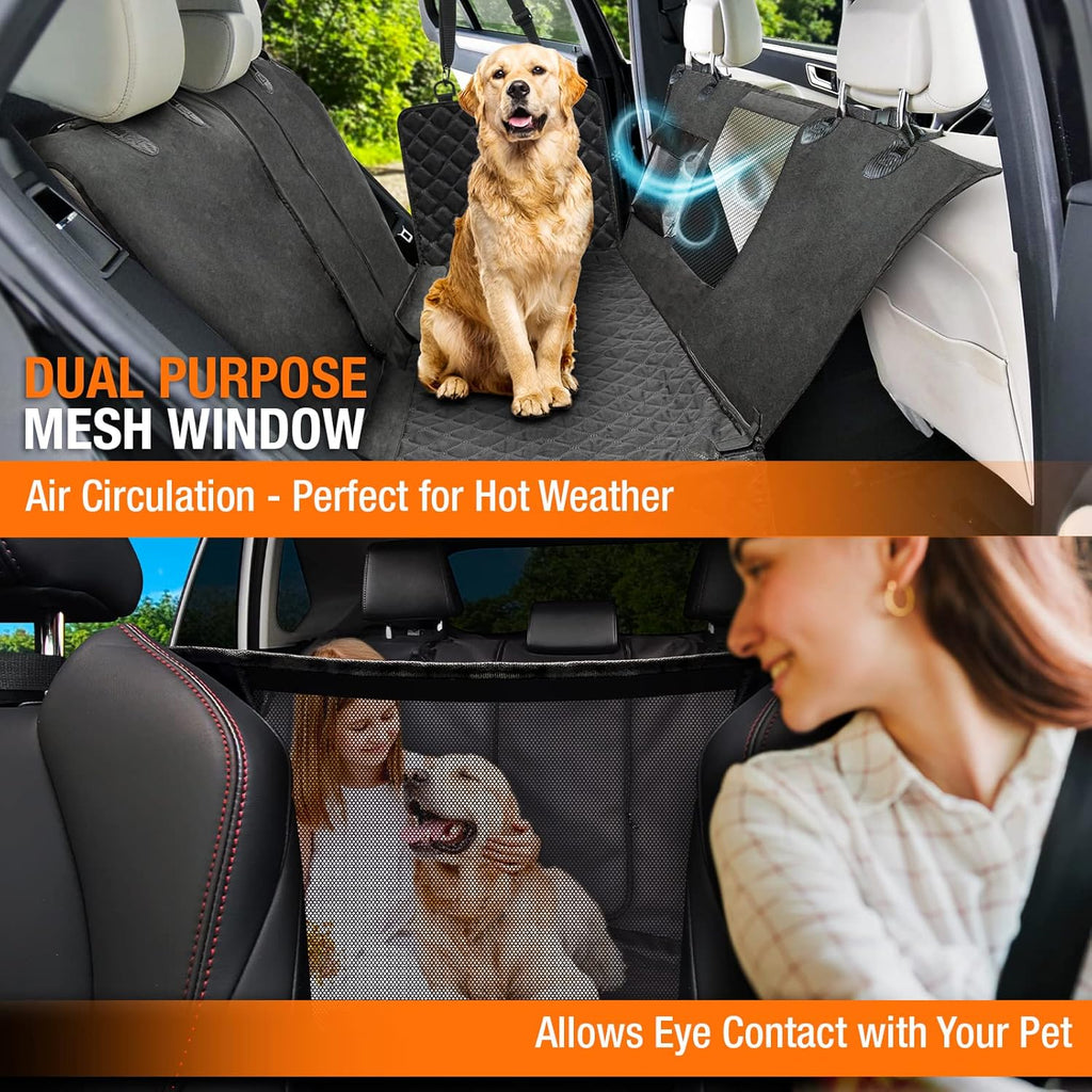 Heavy Duty Dog Hammock Bench Seat Cover with See-Thru Mesh Window, Waterproof, Pack of 2 Y230502