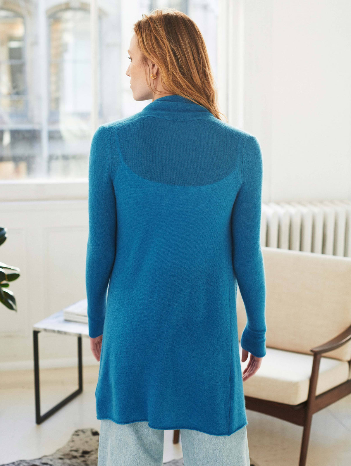Blue Cashmere Trapeze Cardigan A5503