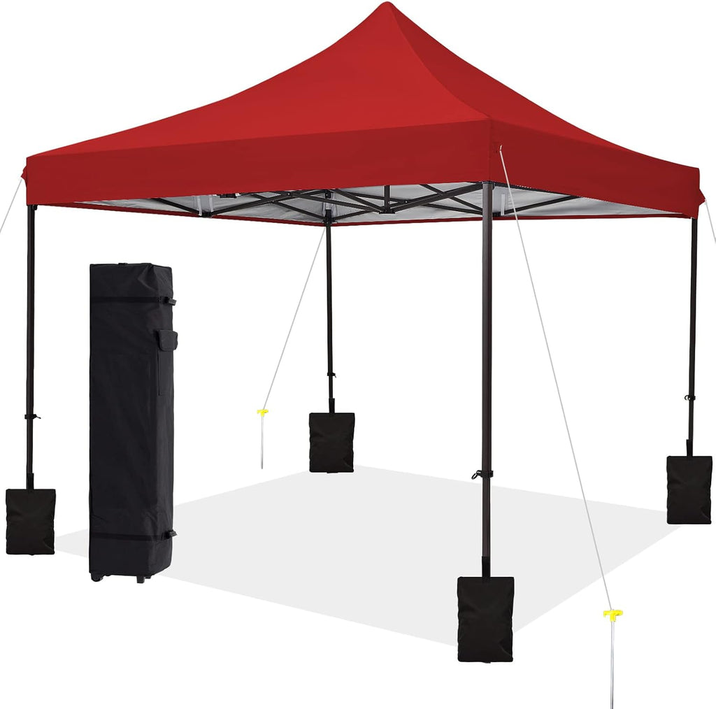10'x10' Pop Up Canopy Tent with Sand Weights & Roller Bag C3673