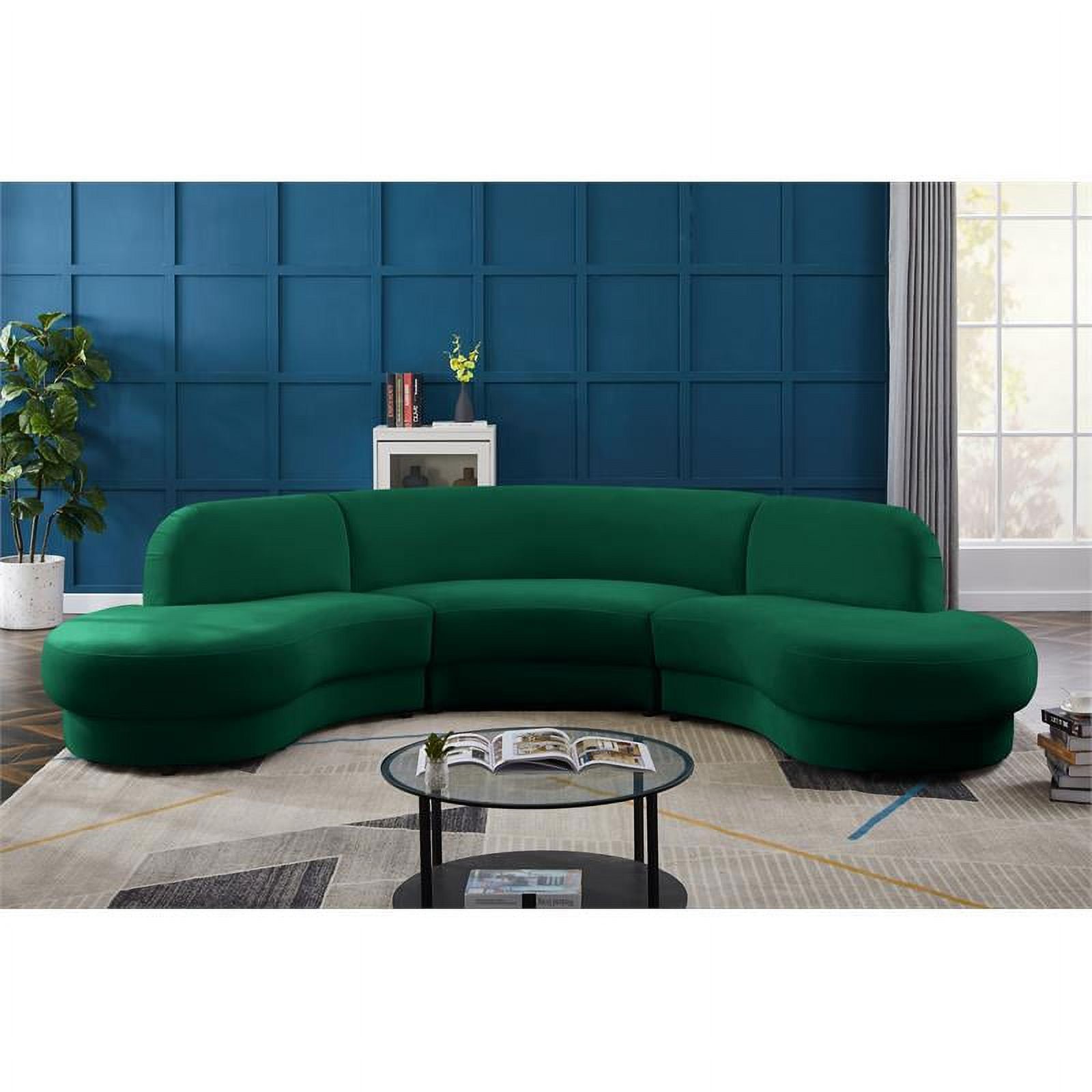 Green Velvet 3pc. Sectional M139982