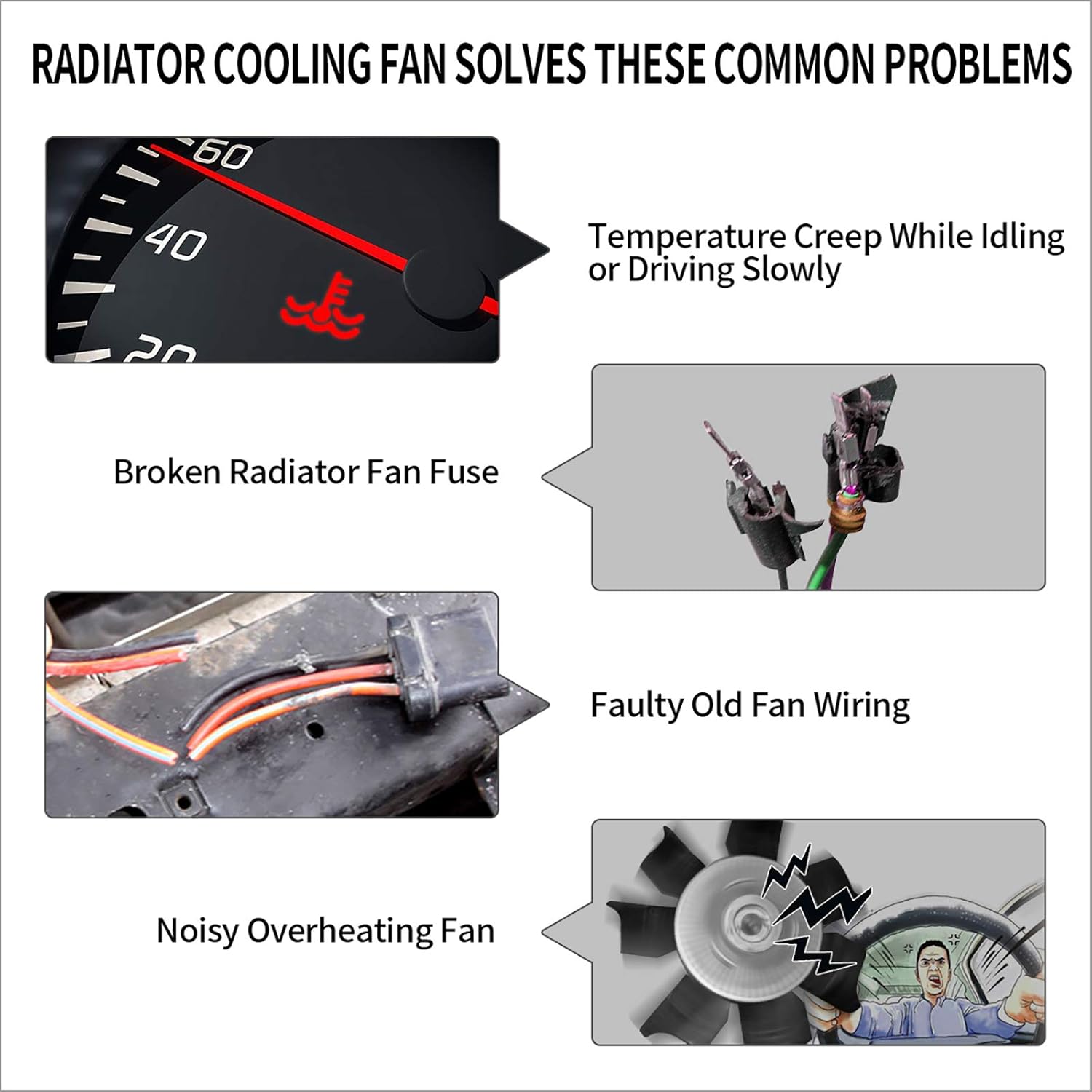 2x12 Inch Electric Radiator Cooling Fan with Mounting Kit 1750 CFM 12 Volts 80 Watts Pack of 2 X917