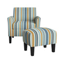 Caribbean Blue Multi-Stripe Arm Chair and Ottoman Set B524438