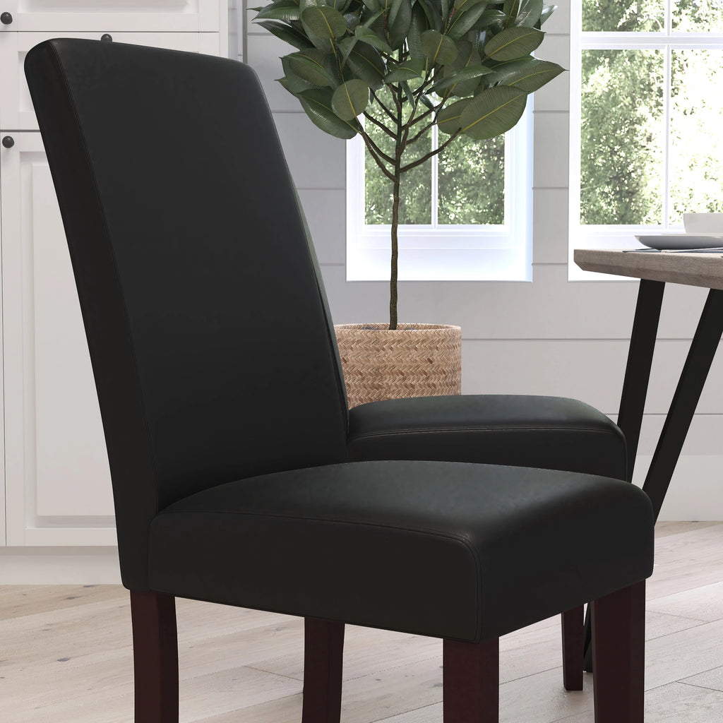 Black Faux Leather Panel Back Parson's Chair Z73930