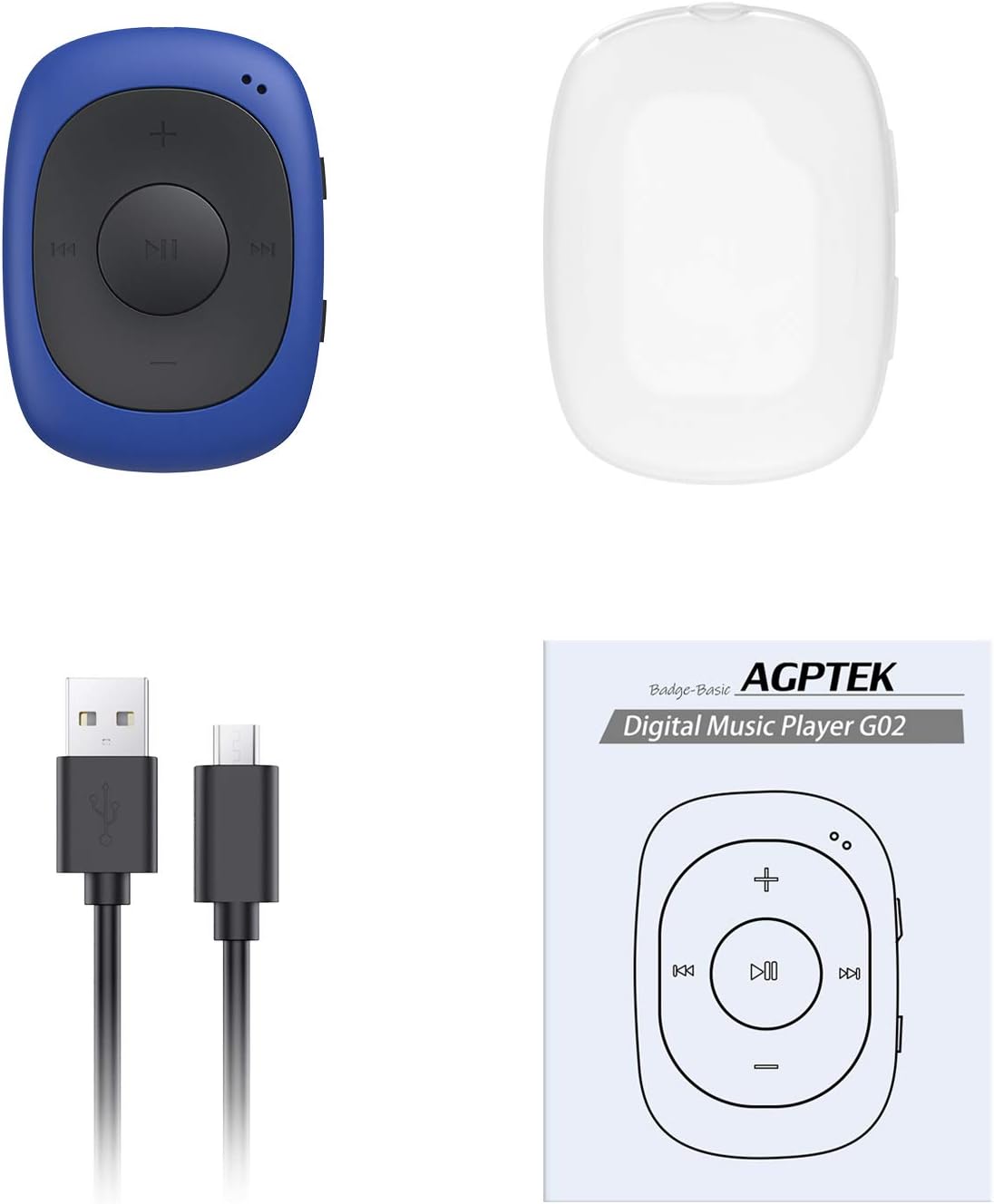 Blue 8GB Clip MP3 Player with FM Radio H395
