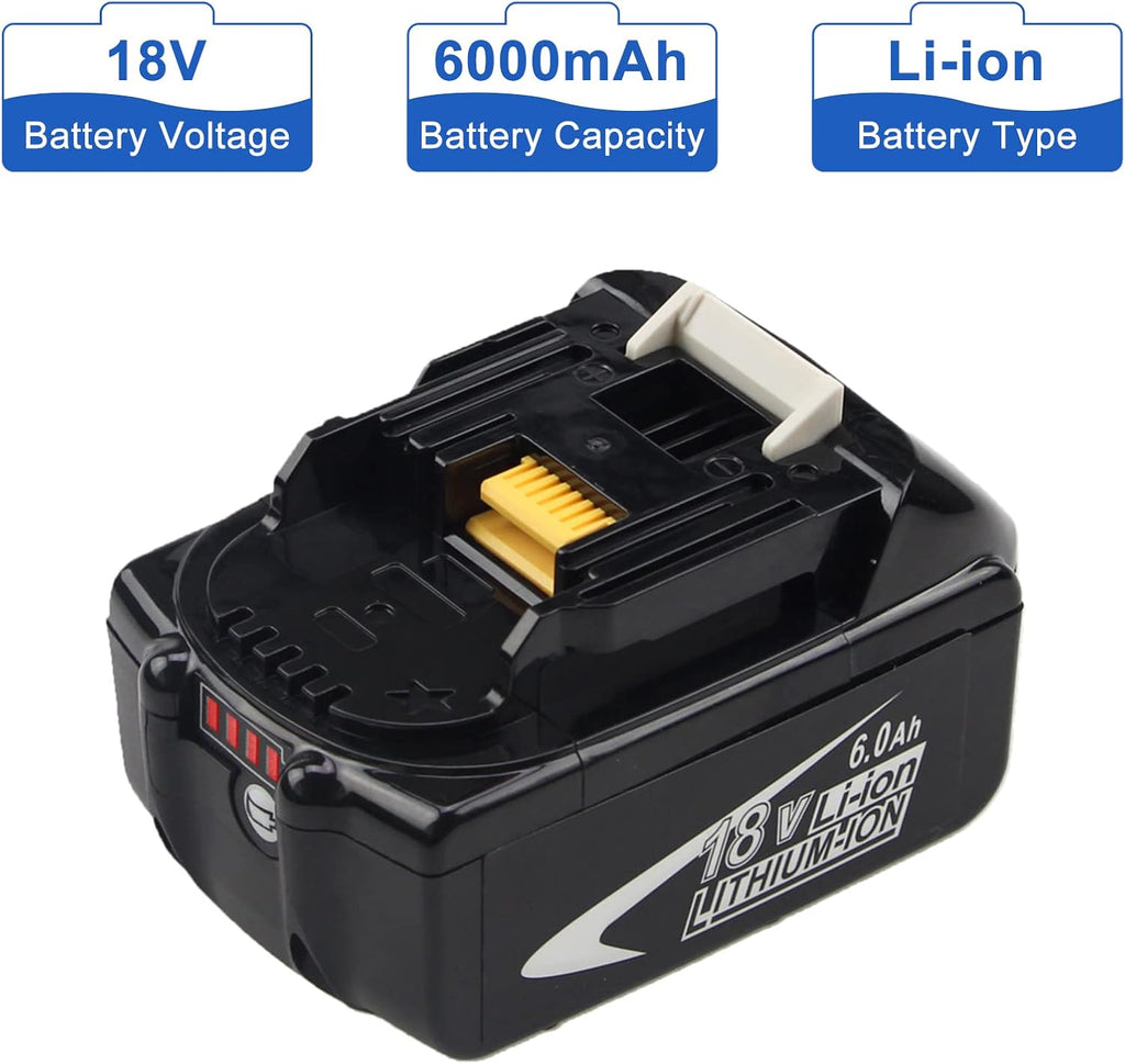 2 Packs 18 Volt 6.0Ah Replacement Battery with LED Indicator S584