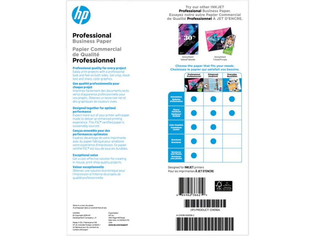 Matte Inkjet Paper 180gsm 150 Sheets Letter 8.5 x 11 in Y540059