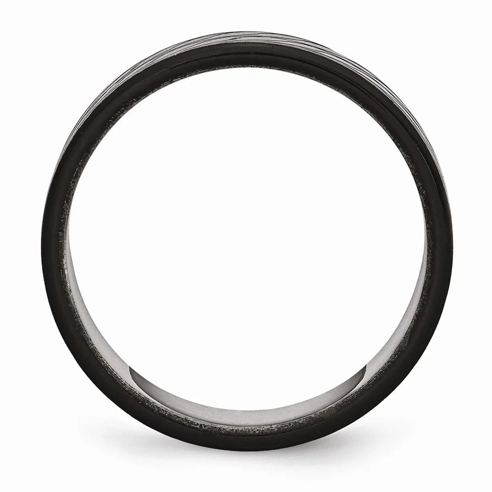 Polished Black IP Diamond-Cut Ring Size 10 H1166