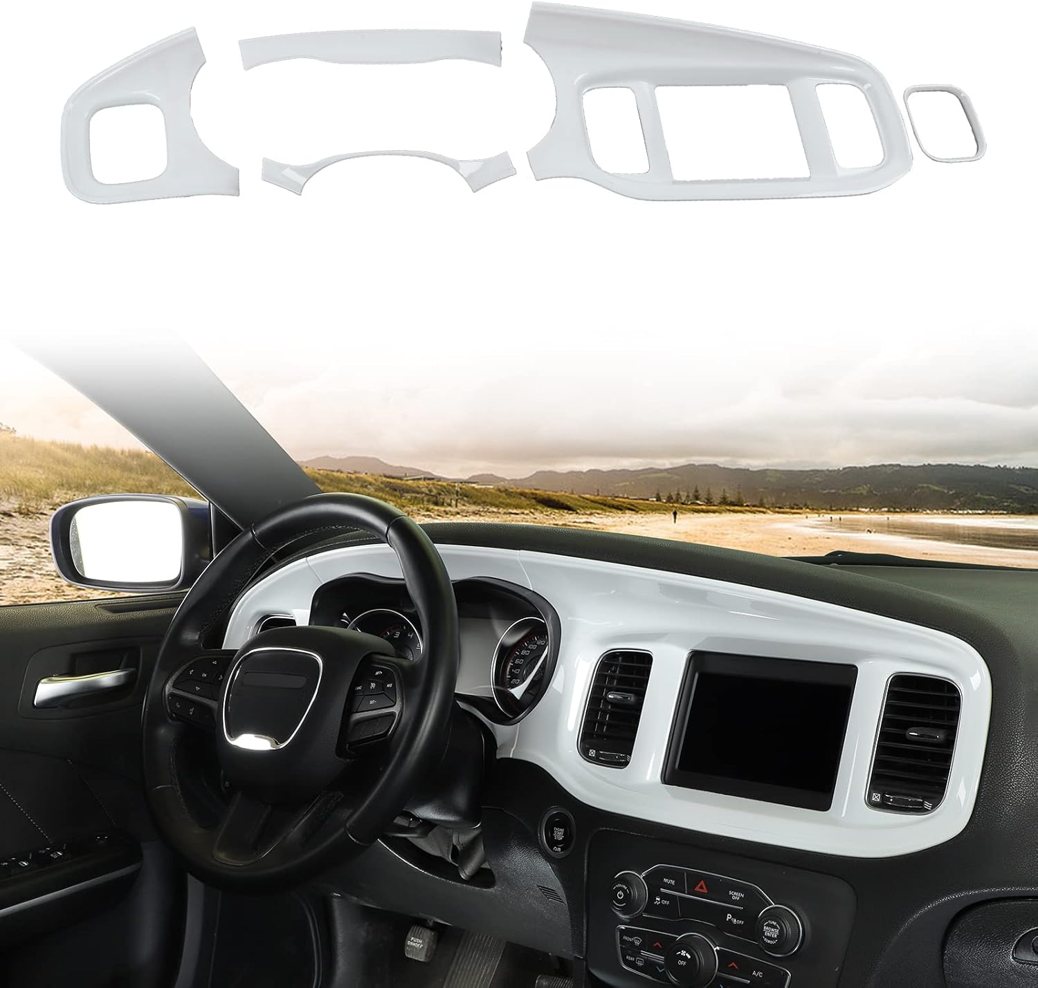 ABS Carbon Fiber 5pcs Dash Board Trim for Dodge Charger C702