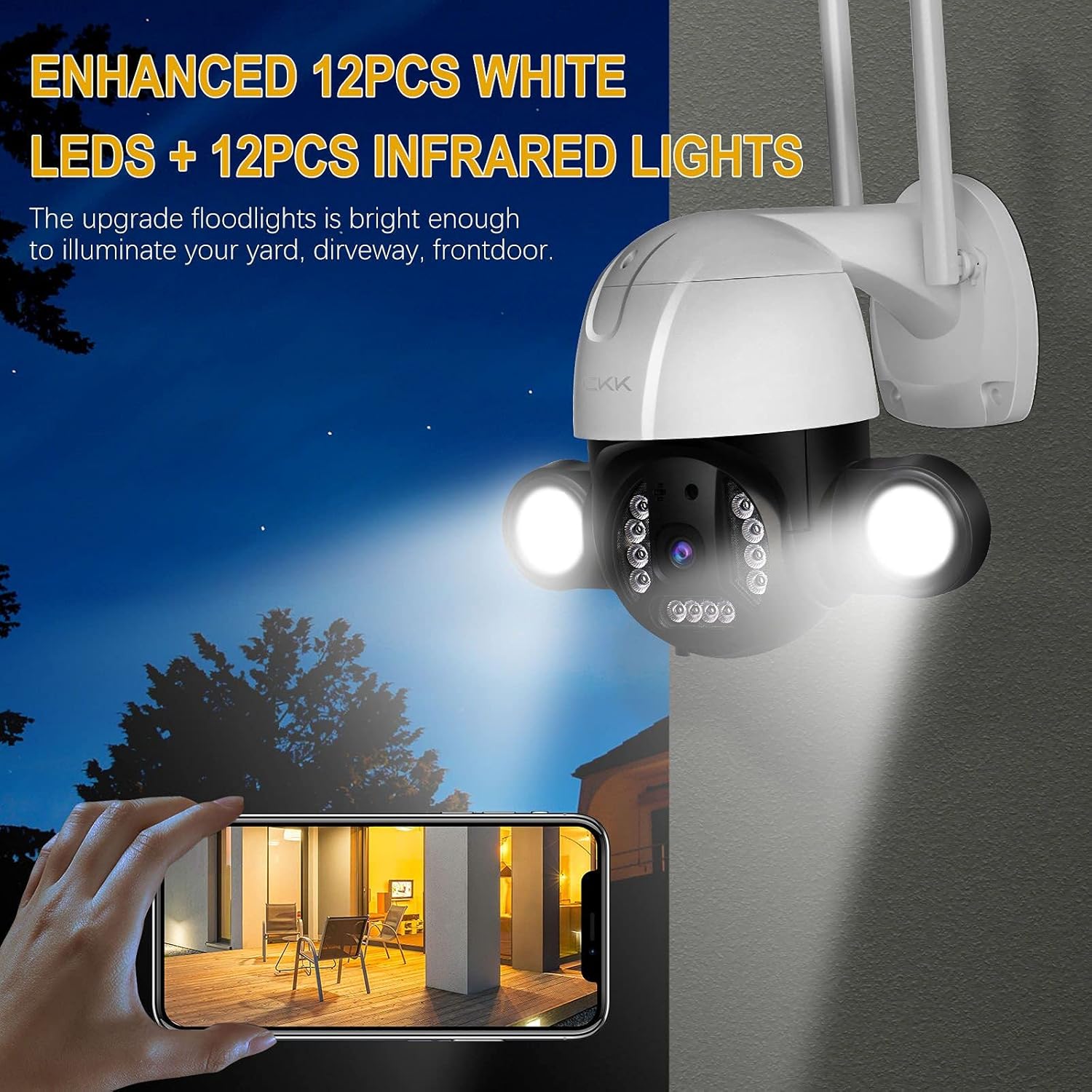 5MP Wireless PTZ Security Camera Outdoor with 64GB SD Card F196733