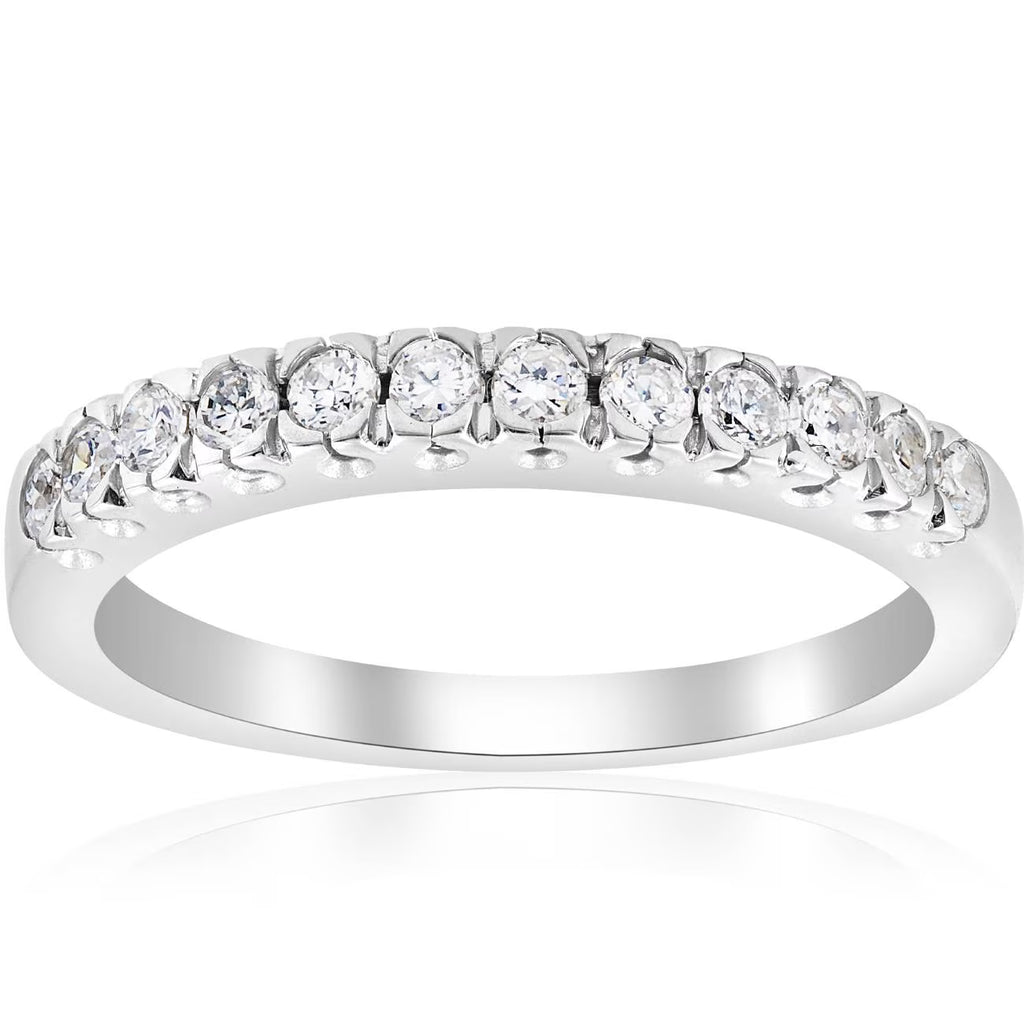 14K White Gold Pave Diamond Wedding Ring Q23853