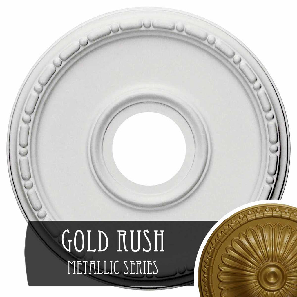 16 1/2x22OD x 3 7/8x22ID x 1 1/2x22P Hand-Painted Gold Ceiling Medallion U54761