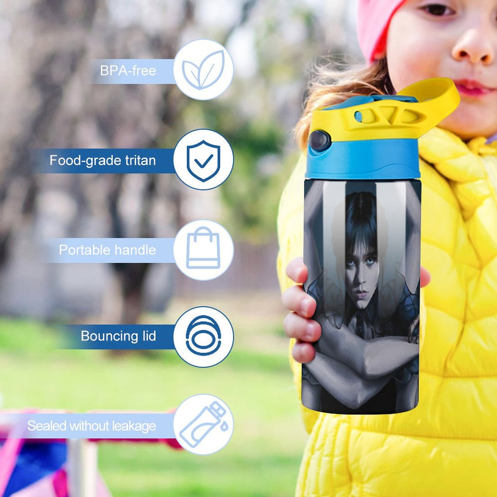 Stainless Steel Water Bottle with Straw V712