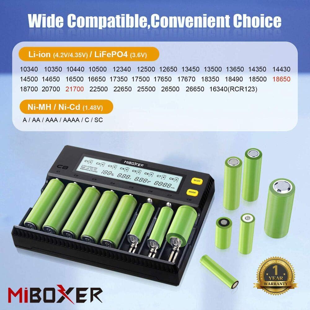 8-Bay Smart Battery Charger with LCD Display X90641