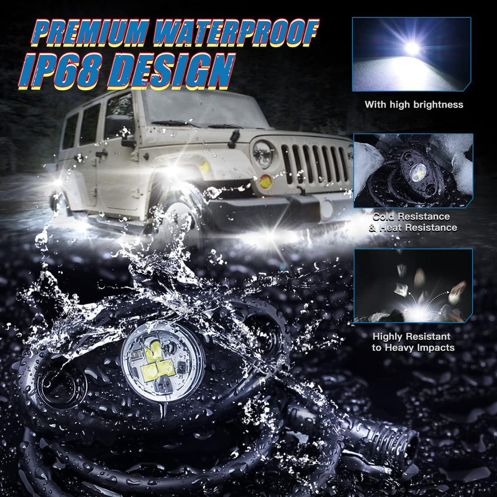 White 12Pods Led Rock Lights Kit with Switch Harness E45762
