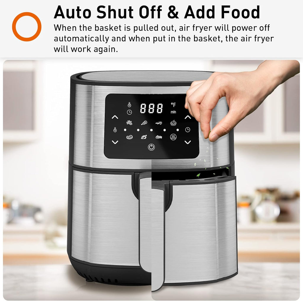Black 5.8Qt Air Fryer Toaster Oven with 8 Presets O805