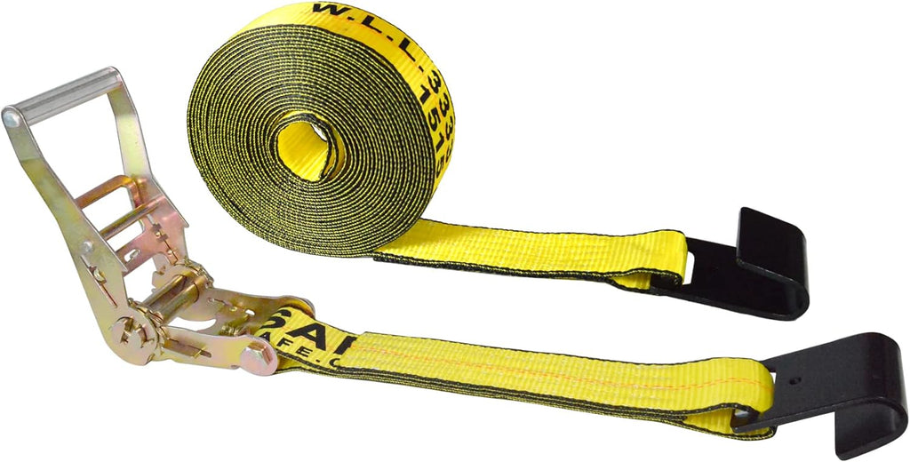 2” x 30’ Flat Hook Tie Down Ratchet Straps (Red, 6 Pack) P6229