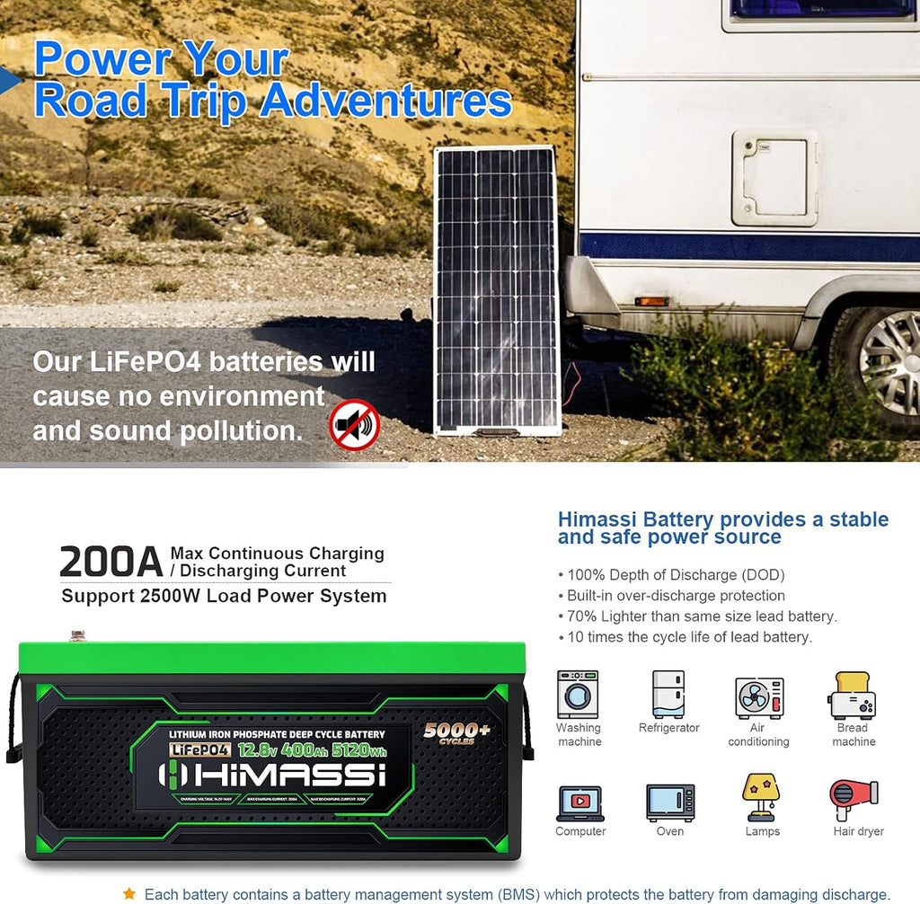 12V 400Ah Lithium Battery with 250A BMS P12662