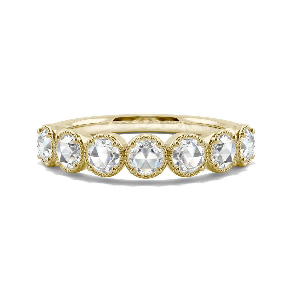 14K Yellow Gold 3mm Round Rose Cut Moissanite Wedding Band Size 6 A958172