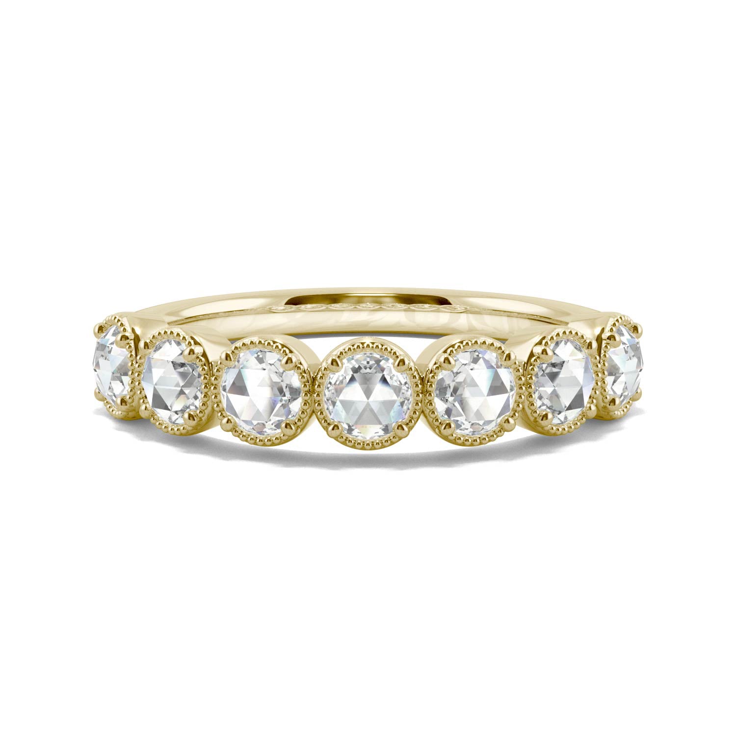 14K Yellow Gold 3mm Round Rose Cut Moissanite Wedding Band Size 6 A958172