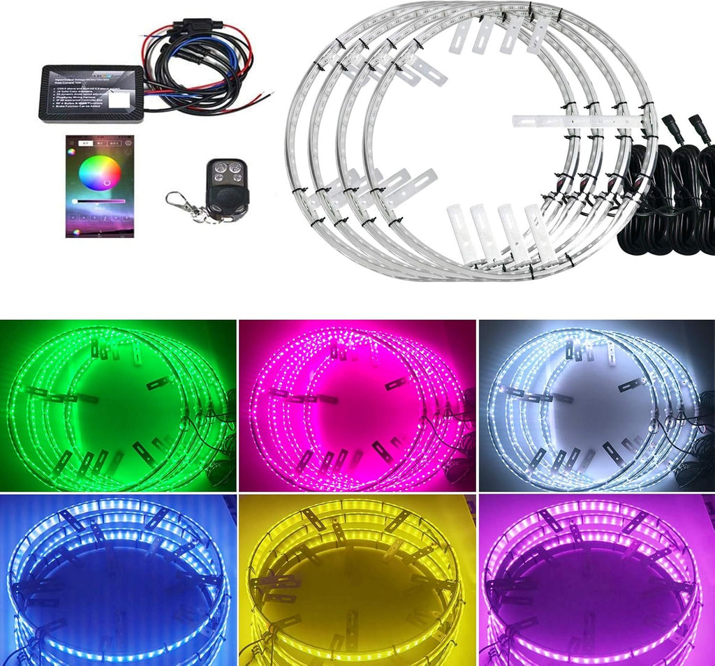 15.5 in 4 PCS 576 LEDs Double-Sided RGBW Wheel Rim Light Kit Q3432