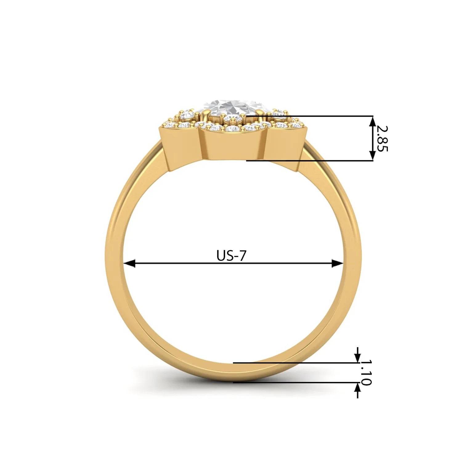Black Spinel 925 Silver Yellow Plated Oval Ring E66597