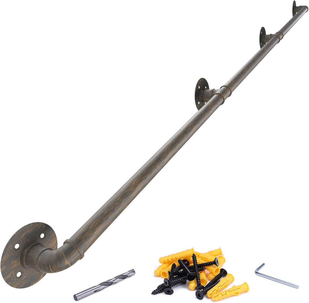 Black Galvanized Steel Pipe Handrail Pack of 2 R768378